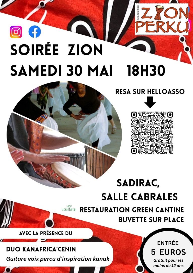 Soirée Zion le 30 mai à la salle Cabralès