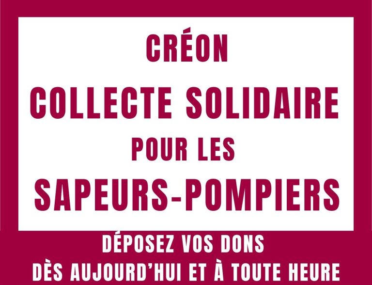 COLLECTE SOLIDAIRE POUR LES SAPEURS-POMPIERS À LA CASERNE DE CRÉON