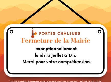 Fermeture Mairie 17h le 13 juillet