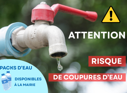 RISQUE DE COUPURE D'EAU : PACKS D'EAU DISPONIBLES À LA MAIRIE