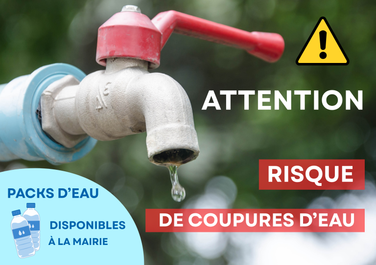 RISQUE DE COUPURE D'EAU : PACKS D'EAU DISPONIBLES À LA MAIRIE
