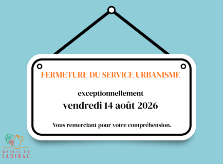 Fermeture service urbanisme le 14 août 2026