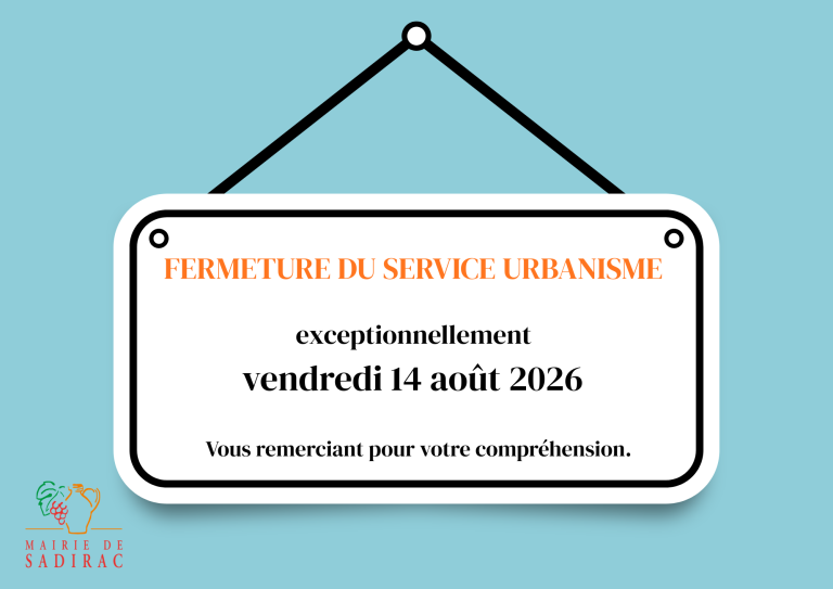 Fermeture service urbanisme le 14 août 2026